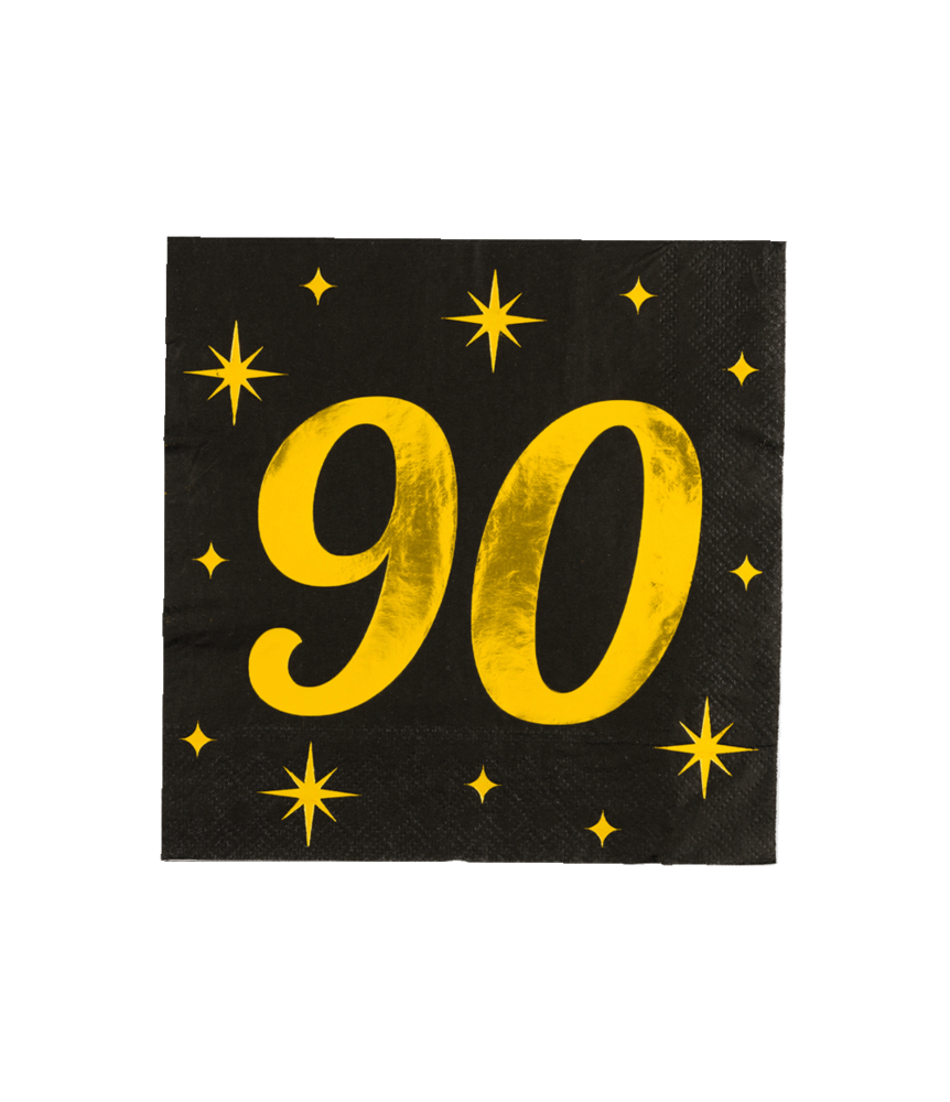 Paper Dreams Servetten 90 Jaar Goud-Zwart Classy 33x33cm | per 16 stuks
