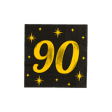 Paper Dreams Servietten 90 Jahre Gold-Schwarz Classy 33x33cm | pro 16 Stück