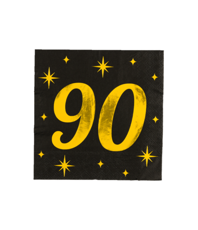 Paper Dreams Servietten 90 Jahre Gold-Schwarz Classy 33x33cm | pro 16 Stück Paper Dreams Servietten 90 Jahre Gold-Schwarz Classy 33x33cm | pro 16 Stück