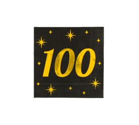 Paper Dreams Servetten 100 Jaar Goud-Zwart Classy 33x33cm | per 16 stuks