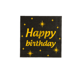 Paper Dreams Serviettes de table Happy Birthday Or-Noir Classy 33x33cm | par 16 pcs