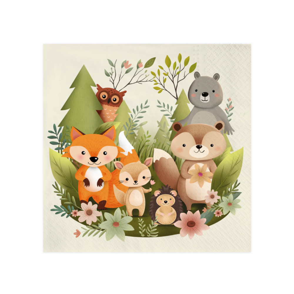 Tuf-Tuf Serviettes de table animaux de la forêt 33x33cm | 10 pcs.
