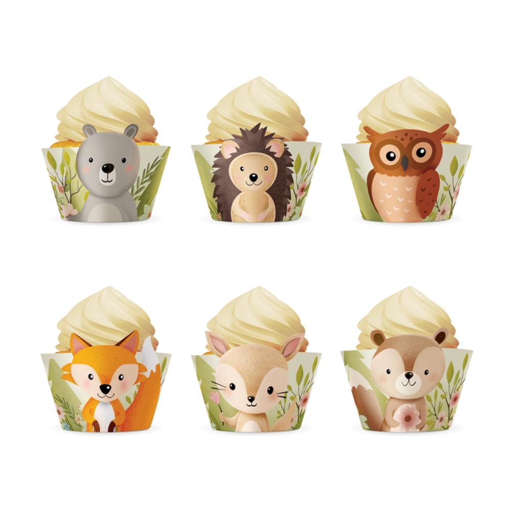 Tuf-Tuf Emballages de cupcakes animaux des bois |  6 pièces Tuf-Tuf Emballages de cupcakes animaux des bois |  6 pièces