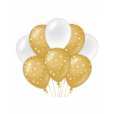 Paper Dreams Balloons White/Gold with Dots 30cm | per 8 pieces Paper Dreams Balloons White/Gold with Dots 30cm | per 8 pieces