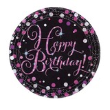 Amscan Teller Happy Birthday Sparkling Pink 23cm | 8 Stück Amscan Teller Happy Birthday Sparkling Pink 23cm | 8 Stück