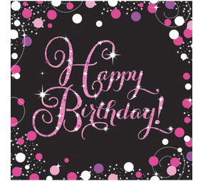Amscan Napkins Happy Birthday Sparkling Pink 33x33cm | 16 pcs. Amscan Napkins Happy Birthday Sparkling Pink 33x33cm | 16 pcs.