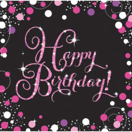 Amscan Napkins Happy Birthday Sparkling Pink 33x33cm | 16 pcs. Amscan Napkins Happy Birthday Sparkling Pink 33x33cm | 16 pcs.