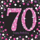 Amscan Napkins 70 years Sparkling Pink 33x33cm | 16 pcs. Amscan Napkins 70 years Sparkling Pink 33x33cm | 16 pcs.