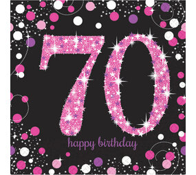 Amscan Napkins 70 years Sparkling Pink 33x33cm | 16 pcs. Amscan Napkins 70 years Sparkling Pink 33x33cm | 16 pcs.