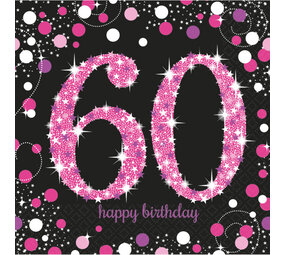 Amscan Napkins 60 years Sparkling Pink 33x33cm | 16 pcs. Amscan Napkins 60 years Sparkling Pink 33x33cm | 16 pcs.