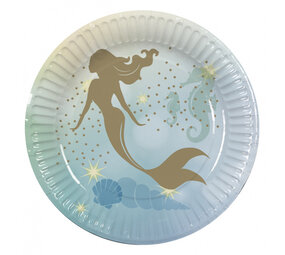 Boland Assiettes à paillettes sirène 23 cm | 10 morceaux Boland Assiettes à paillettes sirène 23 cm | 10 morceaux