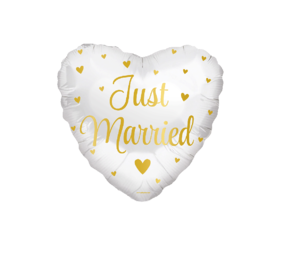 Paper Dreams Folie Ballon Just Married wit-goud 45cm | leeg Paper Dreams Folie Ballon Just Married wit-goud 45cm | leeg