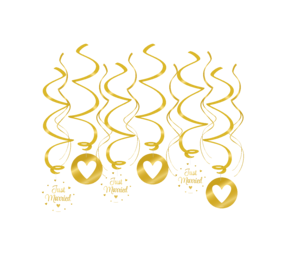 Paper Dreams Just Married Swirls wit-goud 70cm | 12-delig Paper Dreams Just Married Swirls wit-goud 70cm | 12-delig