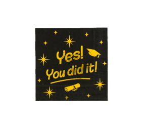 Paper Dreams Serviettes de table You Did It ! Gold-Black Classy 33x33cm | par 16 pcs.