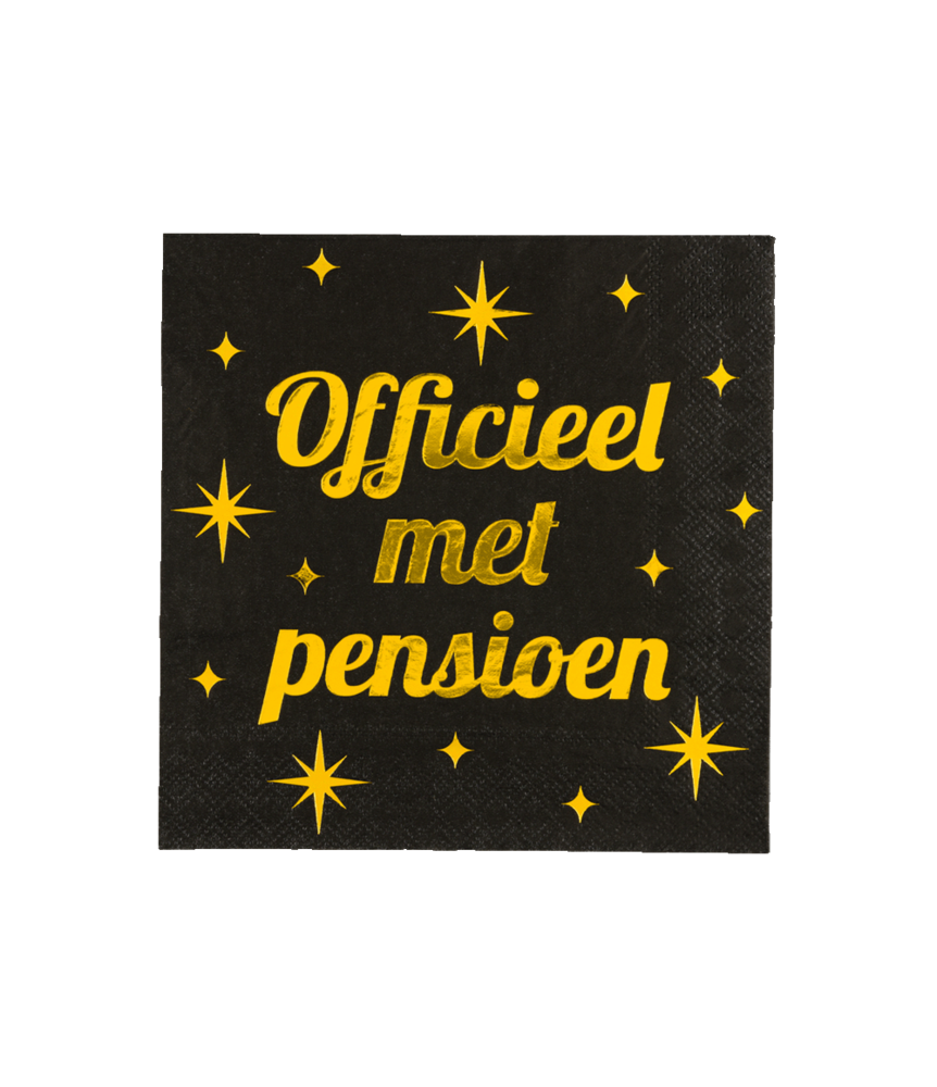 Paper Dreams Napkins Office Retirement Gold-Black Classy 33x33cm | per 16 pcs. Paper Dreams Napkins Office Retirement Gold-Black Classy 33x33cm | per 16 pcs.