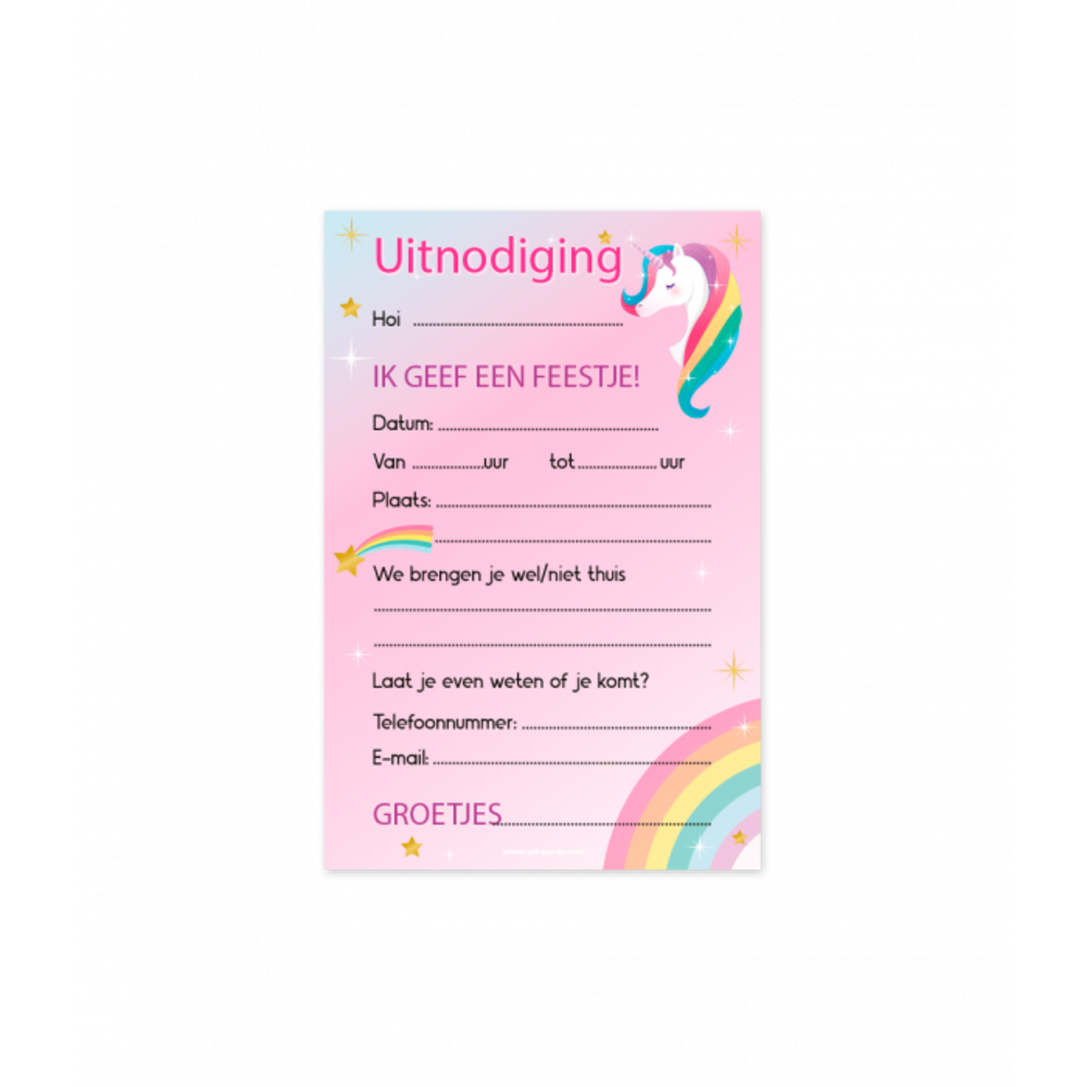 Paper Dreams Unicorn Party Uitnodigingen | 6 stuks