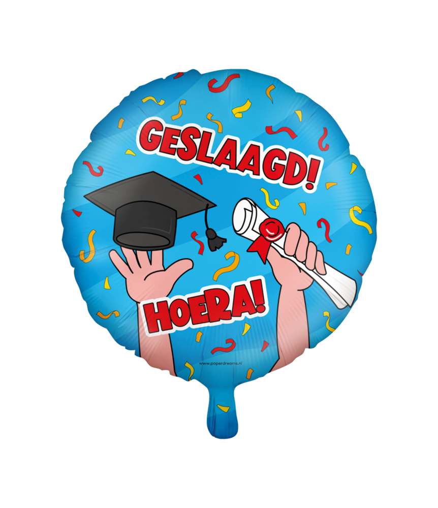 Paper Dreams Hoera Geslaagd Cartoon Folieballon 46cm | Gevuld met helium