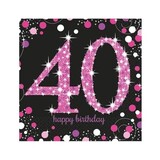 Amscan Servietten 40 Jahre Sparkling Pink 33x33cm | 16 Stück Amscan Servietten 40 Jahre Sparkling Pink 33x33cm | 16 Stück