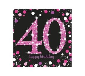 Amscan Servietten 40 Jahre Sparkling Pink 33x33cm | 16 Stück Amscan Servietten 40 Jahre Sparkling Pink 33x33cm | 16 Stück