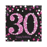 Amscan Servetten 30 jaar Sparkling Roze 33x33cm | 16 stuks Amscan Servetten 30 jaar Sparkling Roze 33x33cm | 16 stuks