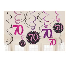 Amscan Décoration Swirls 70 ans Rose Pétillant | 12 pièces Amscan Décoration Swirls 70 ans Rose Pétillant | 12 pièces
