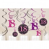 Amscan Decoratie Swirls 18 jaar Sparkling Roze | 12 stuks Amscan Decoratie Swirls 18 jaar Sparkling Roze | 12 stuks