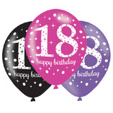 Amscan Ballons Anniversaire 18 ans Rose Pétillant 27,5cm | 6 pièces Amscan Ballons Anniversaire 18 ans Rose Pétillant 27,5cm | 6 pièces