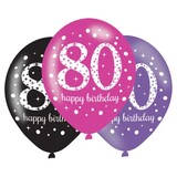 Amscan Ballons Anniversaire 80 ans Rose Pétillant 27,5cm | 6 pièces Amscan Ballons Anniversaire 80 ans Rose Pétillant 27,5cm | 6 pièces