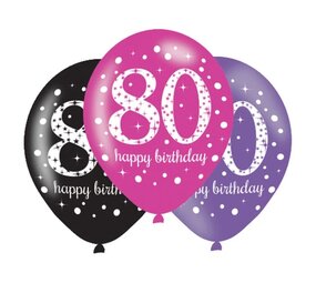 Amscan Ballons Anniversaire 80 ans Rose Pétillant 27,5cm | 6 pièces Amscan Ballons Anniversaire 80 ans Rose Pétillant 27,5cm | 6 pièces