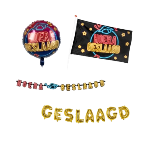 Tuf-Tuf Geslaagd Versiering Set Neon | 4-delig