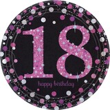 Amscan Plates 18 years Happy Birthday Sparkling Pink 23cm | 8 pieces Amscan Plates 18 years Happy Birthday Sparkling Pink 23cm | 8 pieces