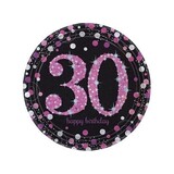 Amscan Assiettes 30 ans Joyeux Anniversaire Rose Pétillant 23cm | 8 pièces Amscan Assiettes 30 ans Joyeux Anniversaire Rose Pétillant 23cm | 8 pièces
