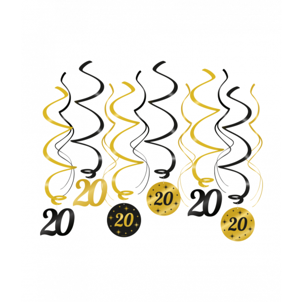 Paper Dreams Hang decoration Swirls 20 years Classy 70x14cm | 12 pieces Paper Dreams Hang decoration Swirls 20 years Classy 70x14cm | 12 pieces