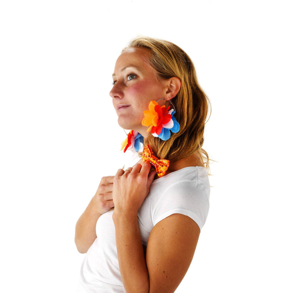 Folat Boucles d'oreilles Fleur Orange-Rouge-Blanc-Bleu Folat Boucles d'oreilles Fleur Orange-Rouge-Blanc-Bleu