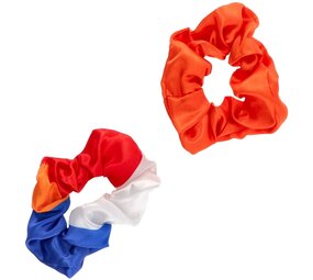 Folat Scrunchies Holland Orange, Rot, Weiß Blau | Set bestehend aus 2 Stück