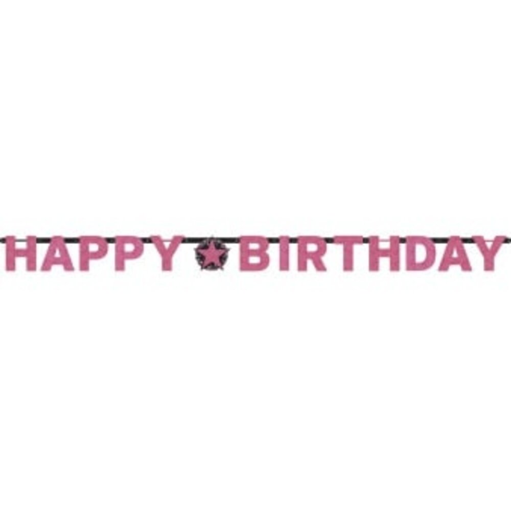 Amscan Letterslinger Happy Birthday Sparkling Pink 213x16cm | per stuk Amscan Letterslinger Happy Birthday Sparkling Pink 213x16cm | per stuk