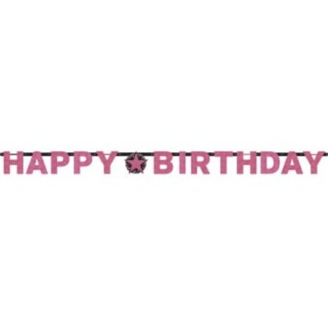 Amscan Guirlande de lettres Happy Birthday Rose Pétillant 213x16cm | par unité Amscan Guirlande de lettres Happy Birthday Rose Pétillant 213x16cm | par unité