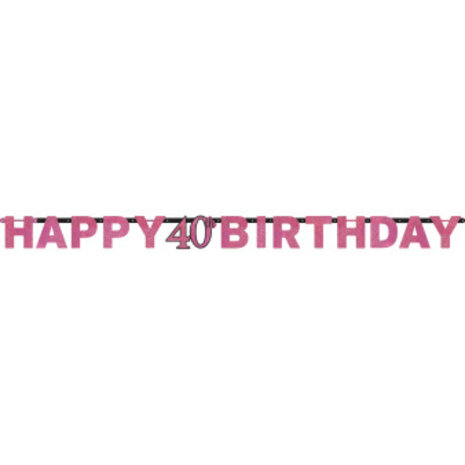 Amscan Letterslinger Happy 40 Birthday Sparkling Pink 213x16cm | per stuk Amscan Letterslinger Happy 40 Birthday Sparkling Pink 213x16cm | per stuk