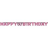 Amscan Guirlande de lettres Happy 60 Birthday Rose Pétillant 213x16cm | par unité Amscan Guirlande de lettres Happy 60 Birthday Rose Pétillant 213x16cm | par unité