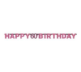 Amscan Letter garland Happy Birthday 60 Sparkling Pink 213x16cm | per Unit Amscan Letter garland Happy Birthday 60 Sparkling Pink 213x16cm | per Unit