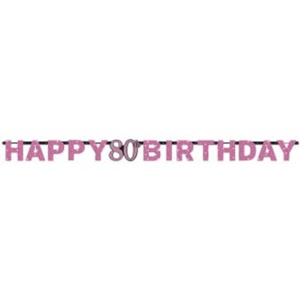 Amscan Buchstabengirlande Happy 80 Birthday Sparkling Pink 213x16cm | pro Einheit Amscan Buchstabengirlande Happy 80 Birthday Sparkling Pink 213x16cm | pro Einheit