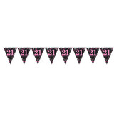Amscan Guirlande de Drapeaux 21 Noir-Rose Étincelant 4 m | par unité Amscan Guirlande de Drapeaux 21 Noir-Rose Étincelant 4 m | par unité