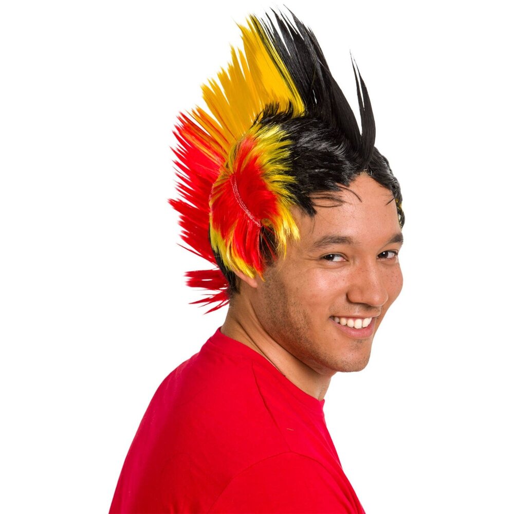Folat Mohawk Wig Belgium Red-Yellow-Black | per Unit