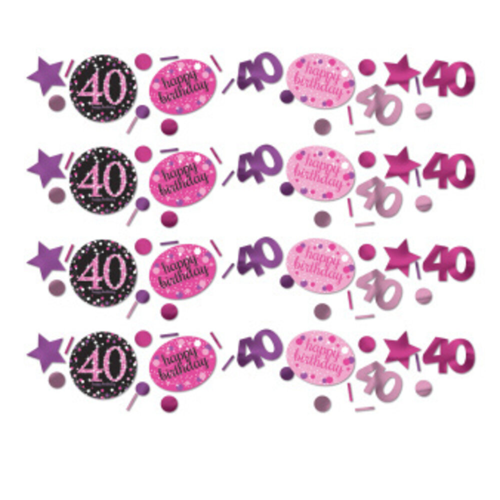 Amscan Confetti 40 ans Pétillant Noir-Rose | 34 grammes