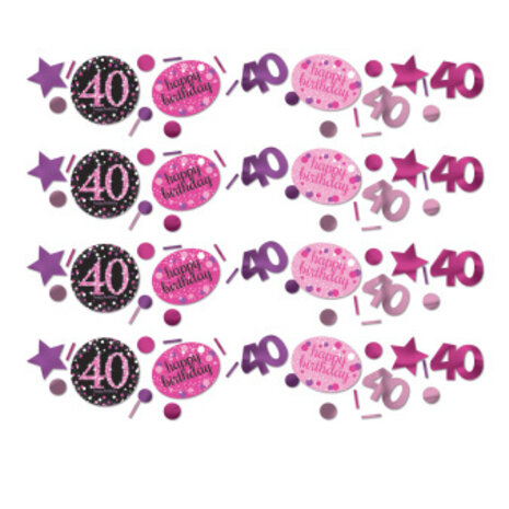 Amscan Confetti 40 years Sparkling Black-Pink | 34 grams