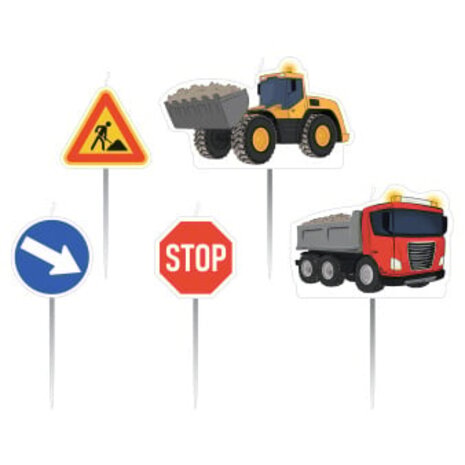 Amscan Construction Cake Topper Candles | 5 pieces