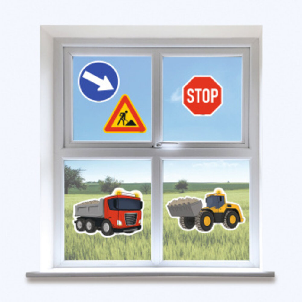 Amscan Construction Window Stickers | 5 pieces Amscan Construction Window Stickers | 5 pieces
