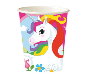 Amscan Einhorn Regenbogenbecher 250ml | 8 Stück