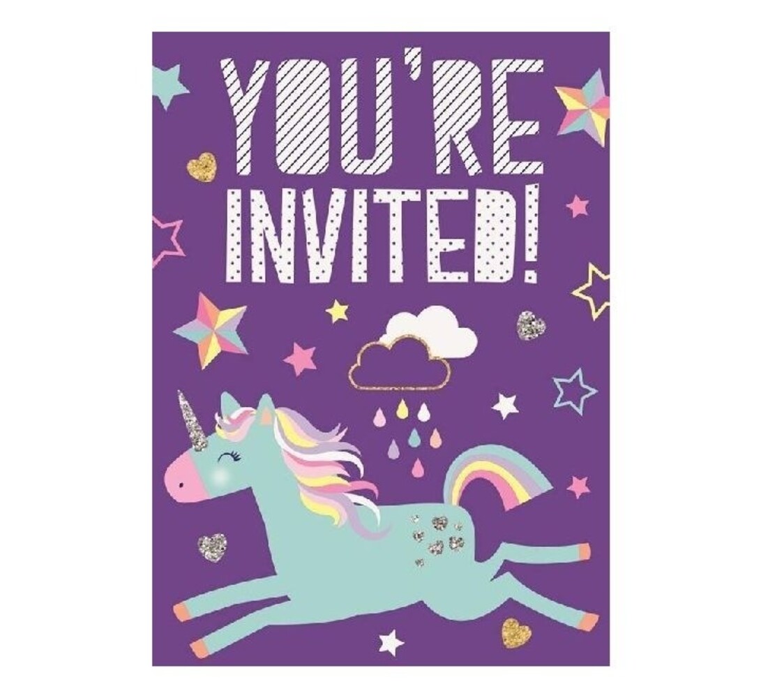Unique Party Unicorn Hooray Uitnodigingen | 8 stuks Unique Party Unicorn Hooray Uitnodigingen | 8 stuks