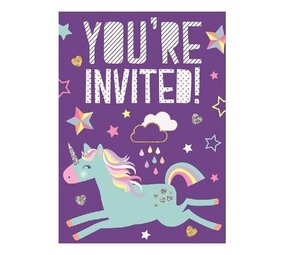 Unique Party Unicorn Hooray Invitations | 8 pieces